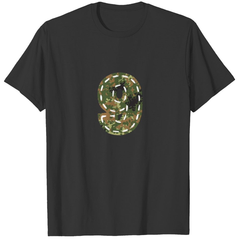 9 number camouflage stain army sewn T-shirt