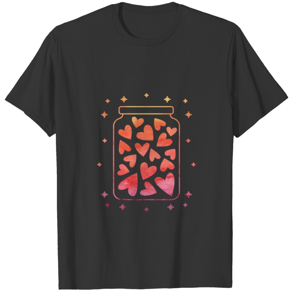 Jar of Hearts with stars Gradient yellow red T Shirts
