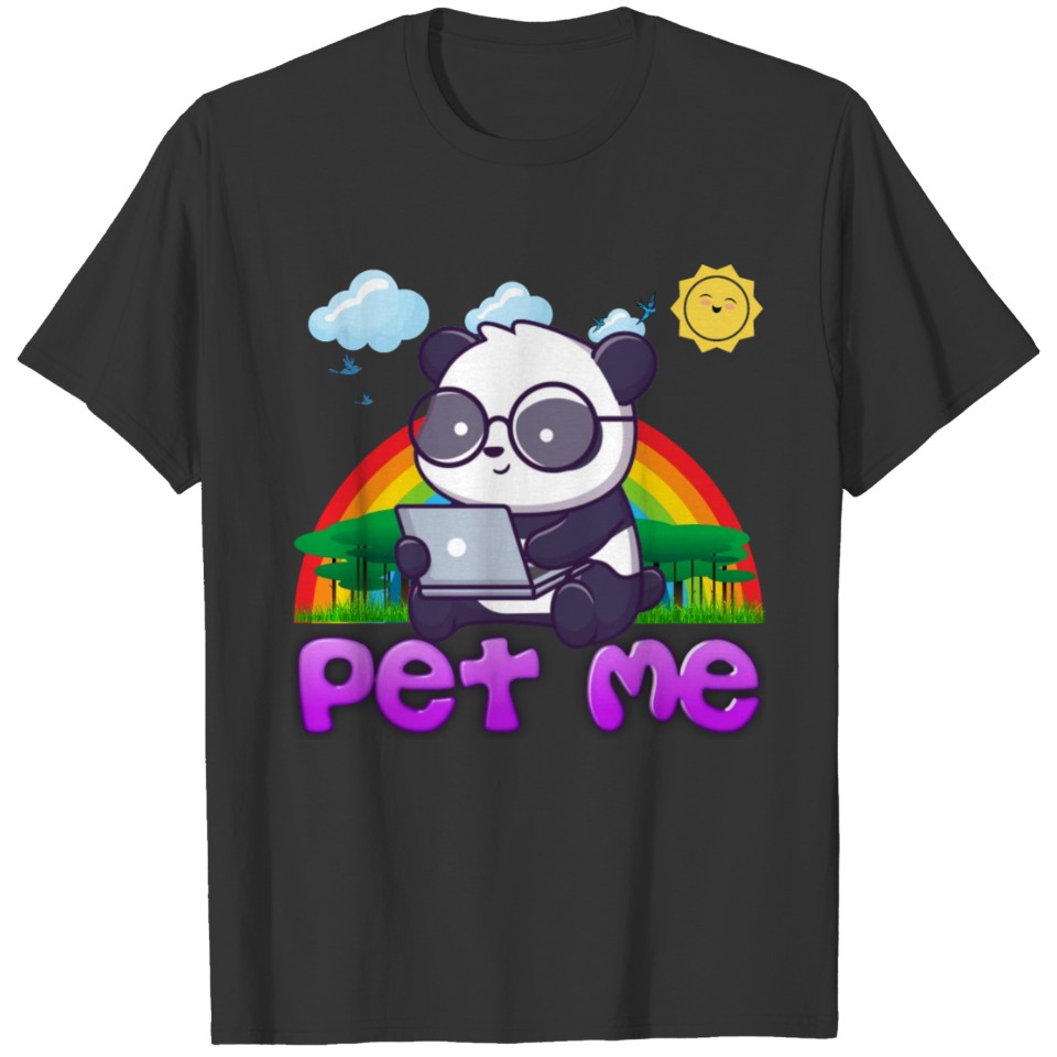 PET ME - Cute Nerdy Studying Panda T-shirt