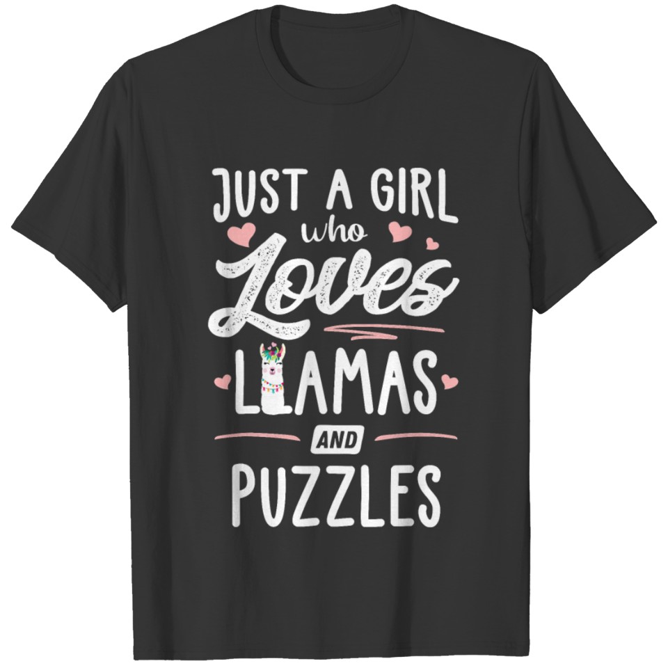 Just A Girl Who Loves Llamas And Puzzles Llama Gif T-shirt