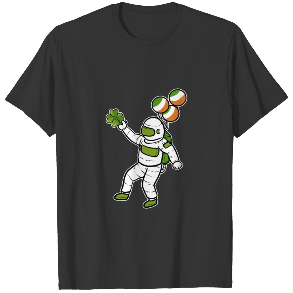 St Patricks Day Astronaut Moon Clover Shamrock T-shirt