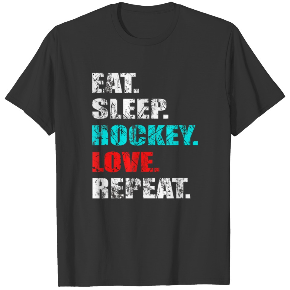 vintage valentines day Eat Sleep hockey love Repea T Shirts