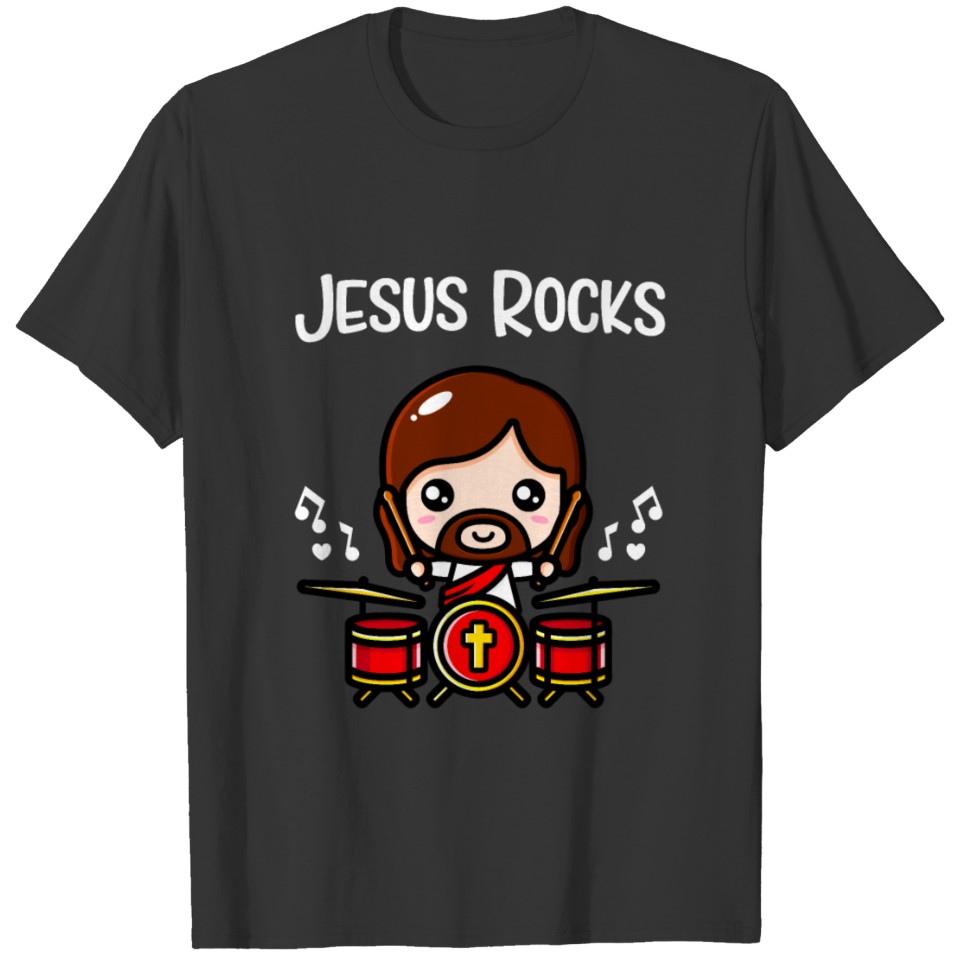 Jesus Rocks Cute Drummer Christian Band T Shirts