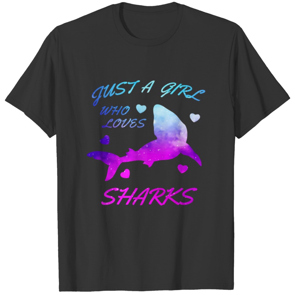 Womens Shark Lover Sharks galaxy girl fashion gift T-shirt