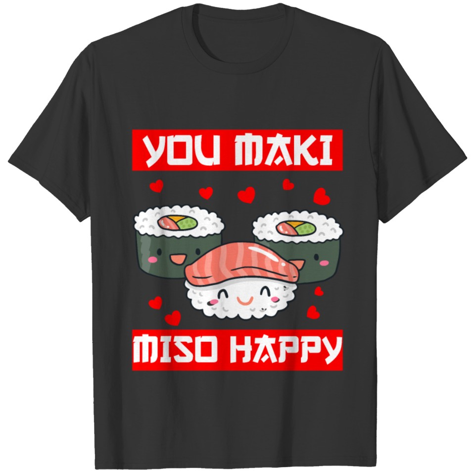 Sushi Food Japan Maki Nigiri Kawaii Miso Fish T-shirt