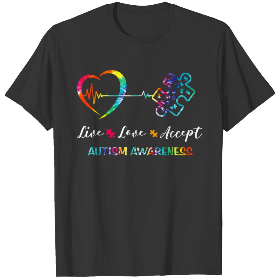 Live Love Accept Autism Awareness Tie Dye T-shirt