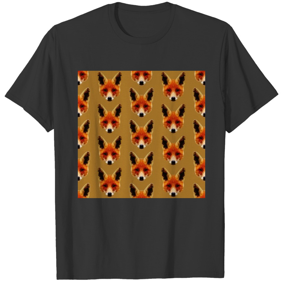 Pattern red fox head T-shirt