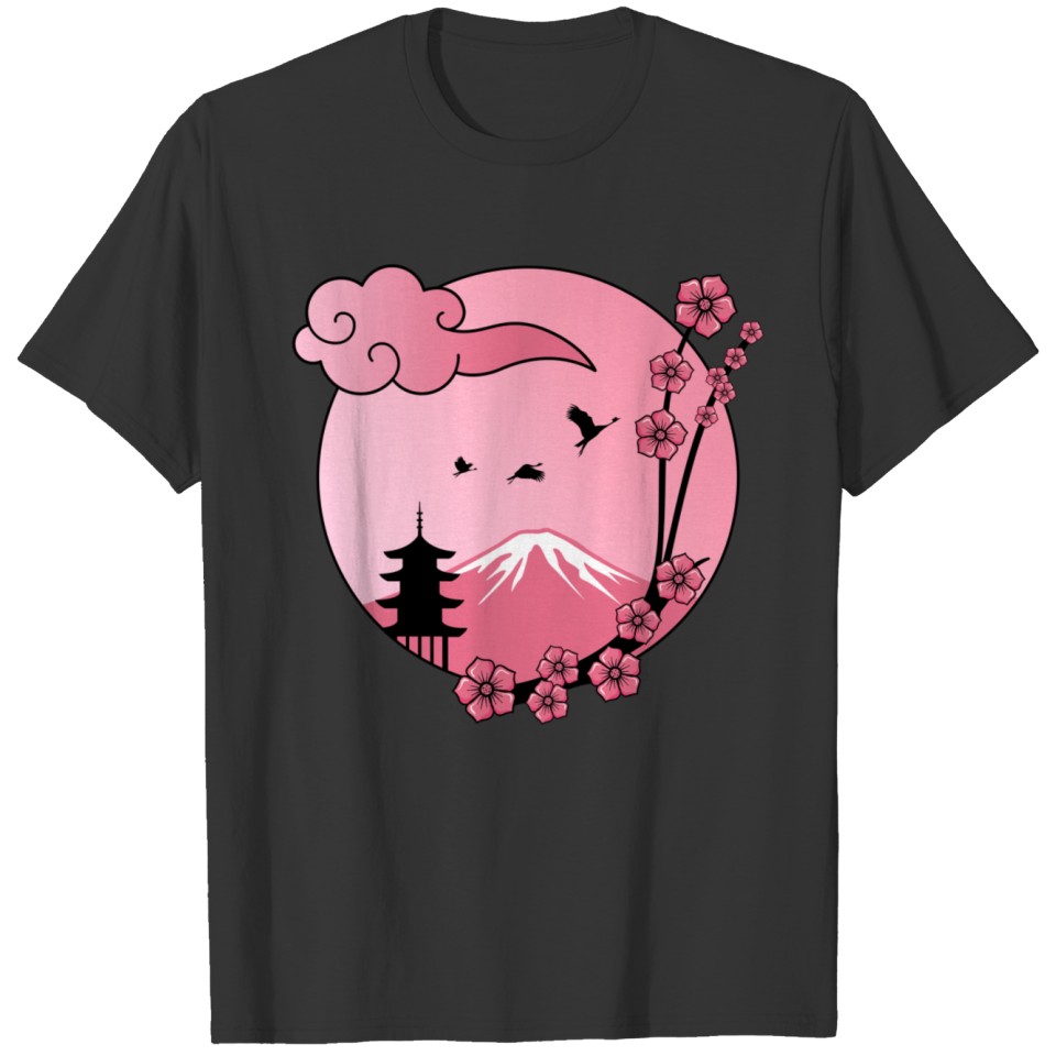 Pink Sun Sakura Cherry Blossom T Shirts
