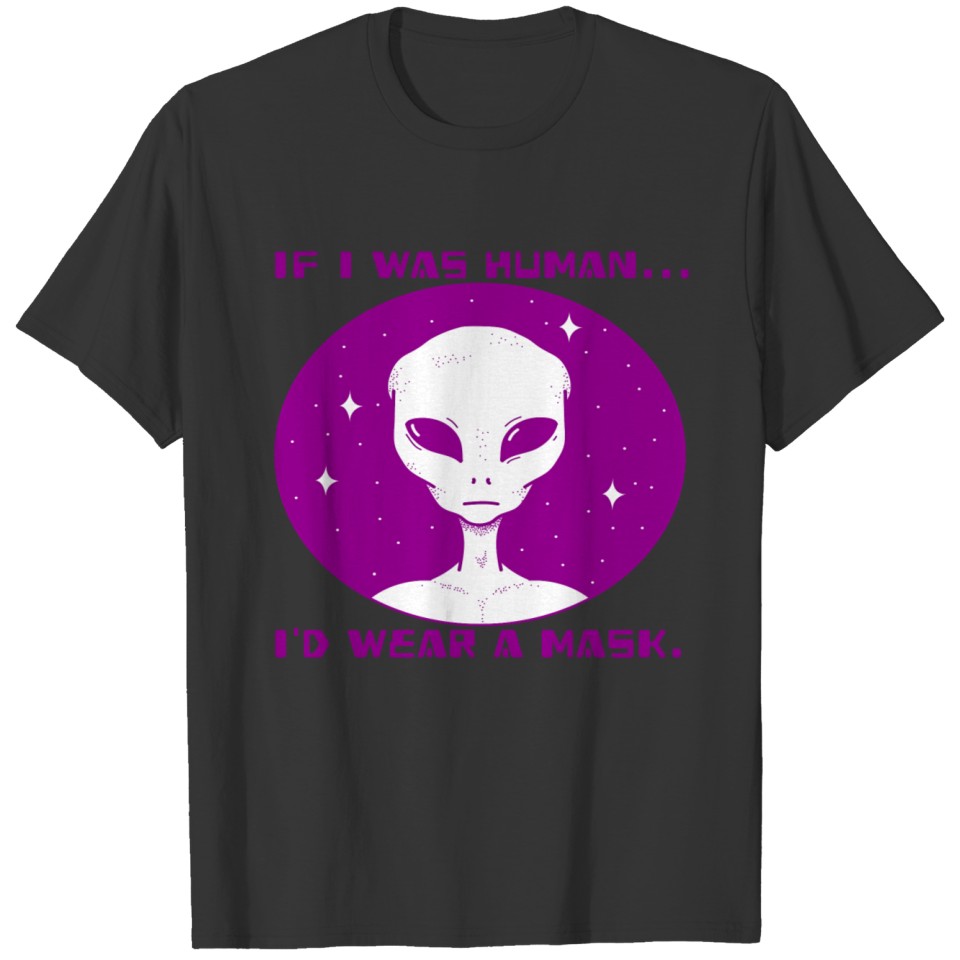 ALIEN MASK in Purple, graphic with text T Shirts