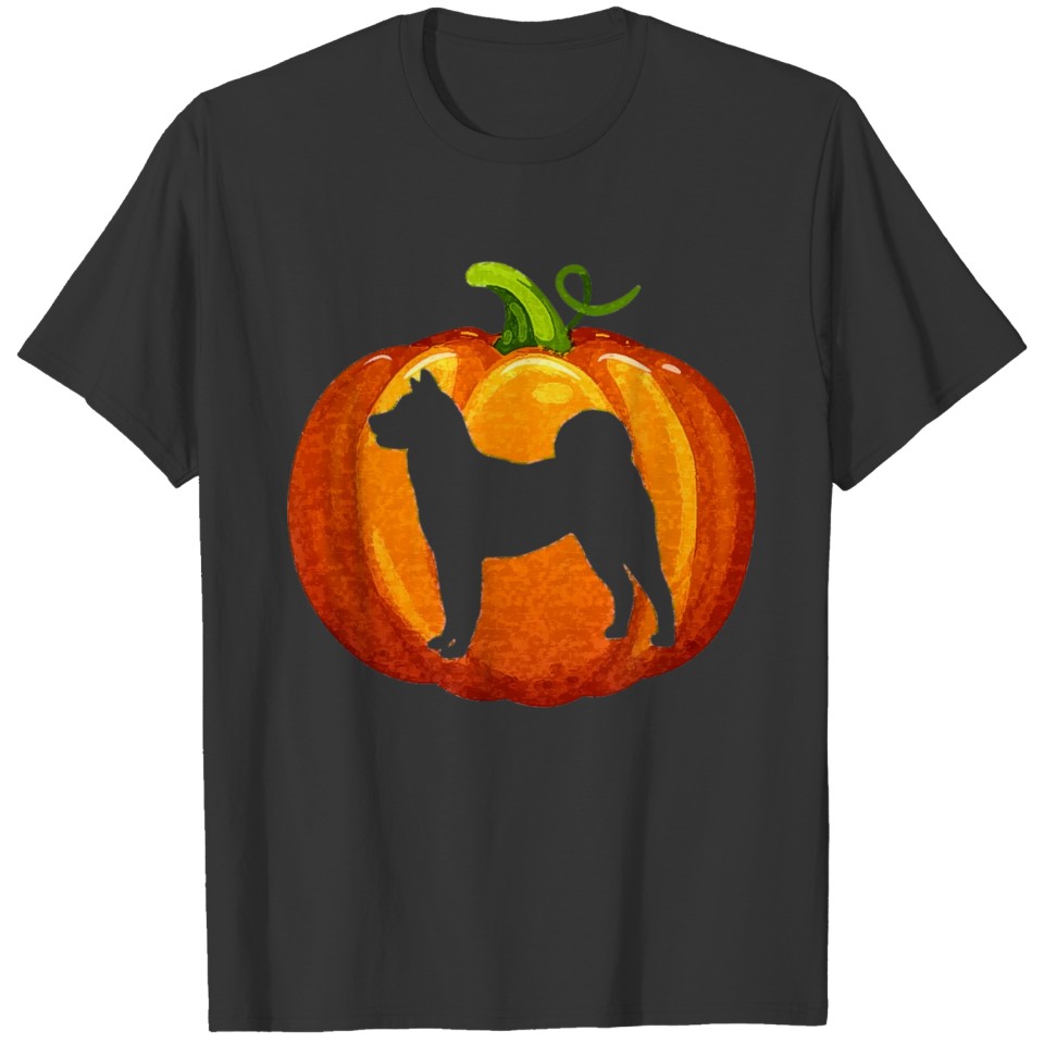 Akita Carved In Pumpkin Dog Owner Halloween TShirt T-shirt