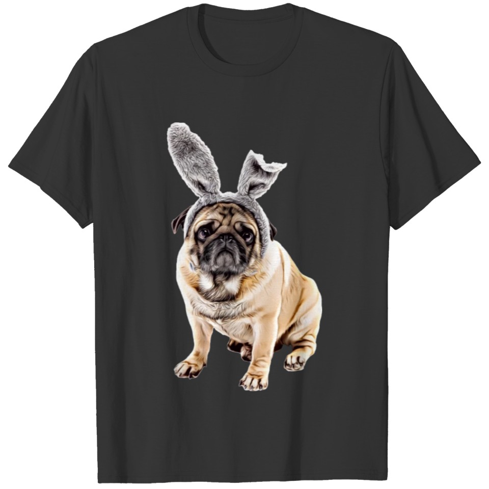 Cute pug cartoon design. Pug cartoon for Easter. T-shirt