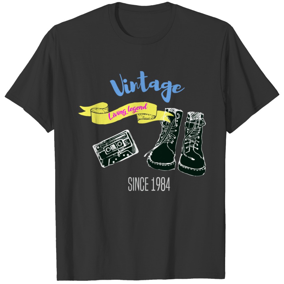 Vintage T Shirts With Boots And Cassette Tape