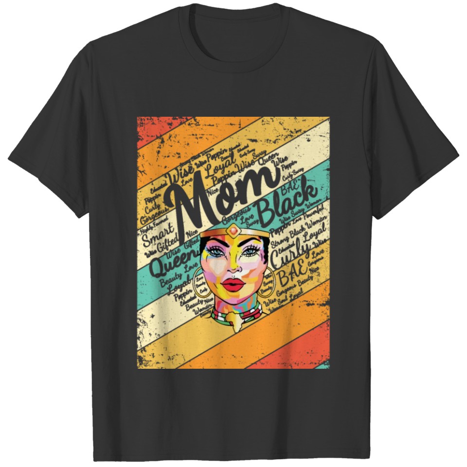 Black Queen Women Mother Retro Vintage Afro Mom T Shirts
