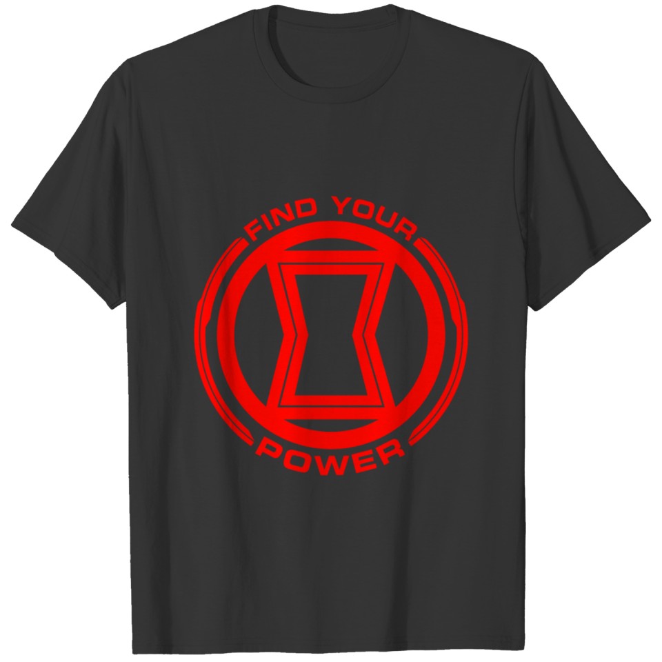 Marvel Black Widow Find Your Power Red Logo T Shirts