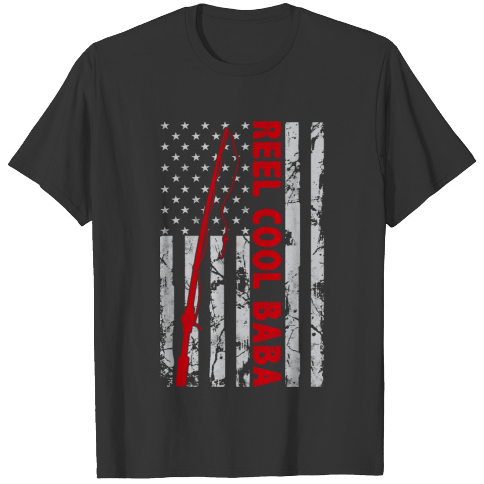Reel Cool Baba American Flag Fishing Fisherman T-shirt