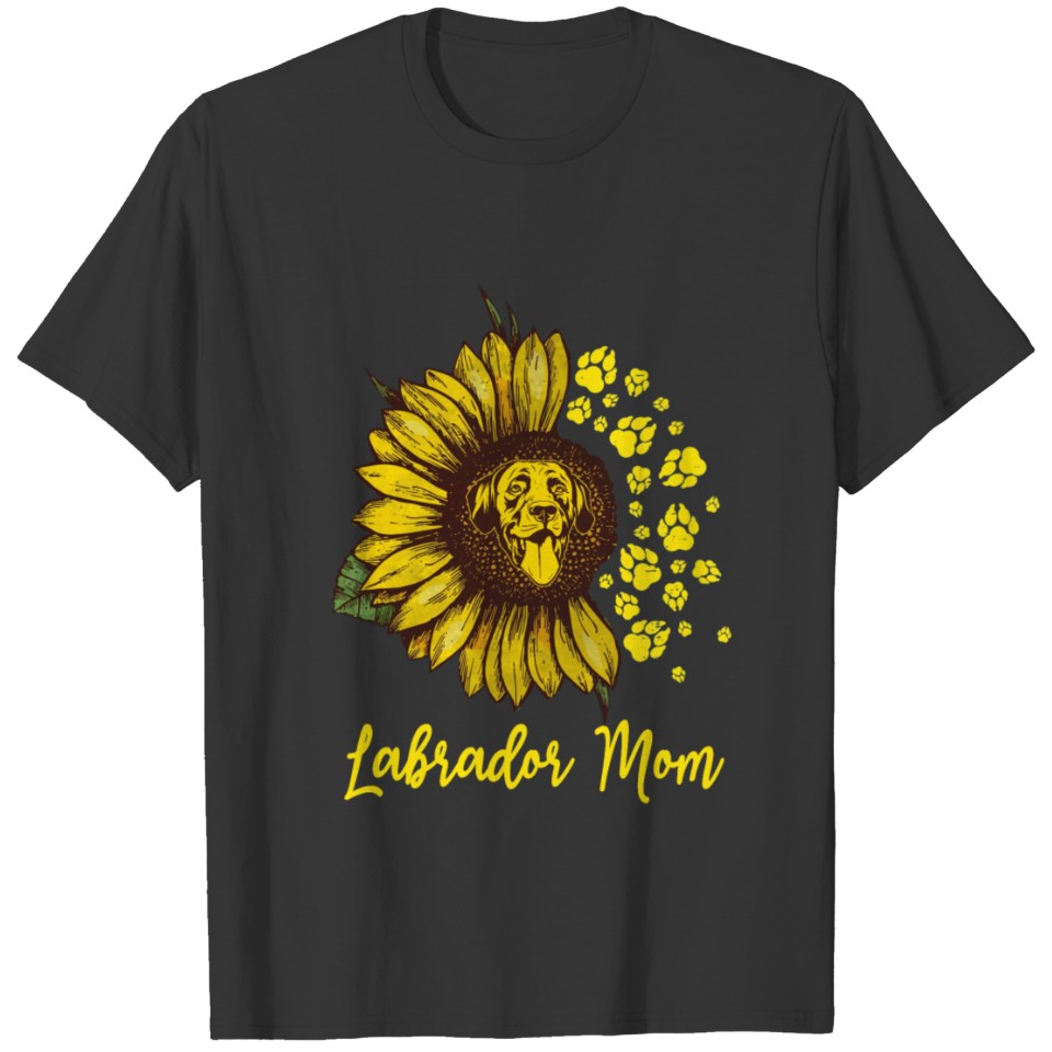 Labrador Mom Sunflower Paws Pet Dog Owner Mama T-shirt