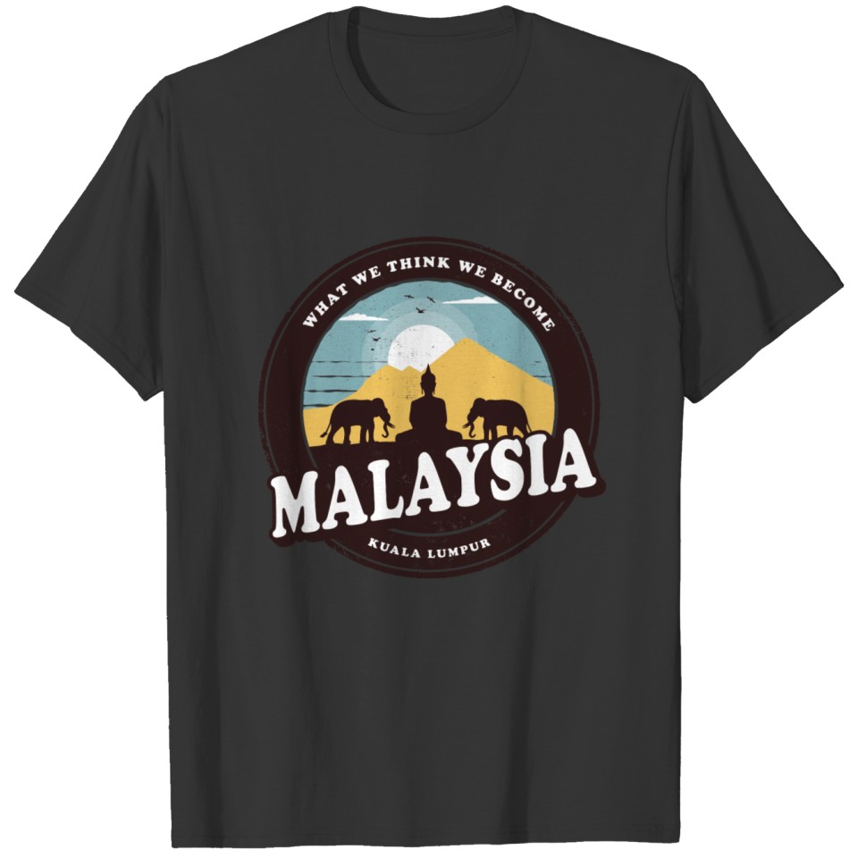 Malaysia Vintage Design with Buddha and Elephants T Shirts