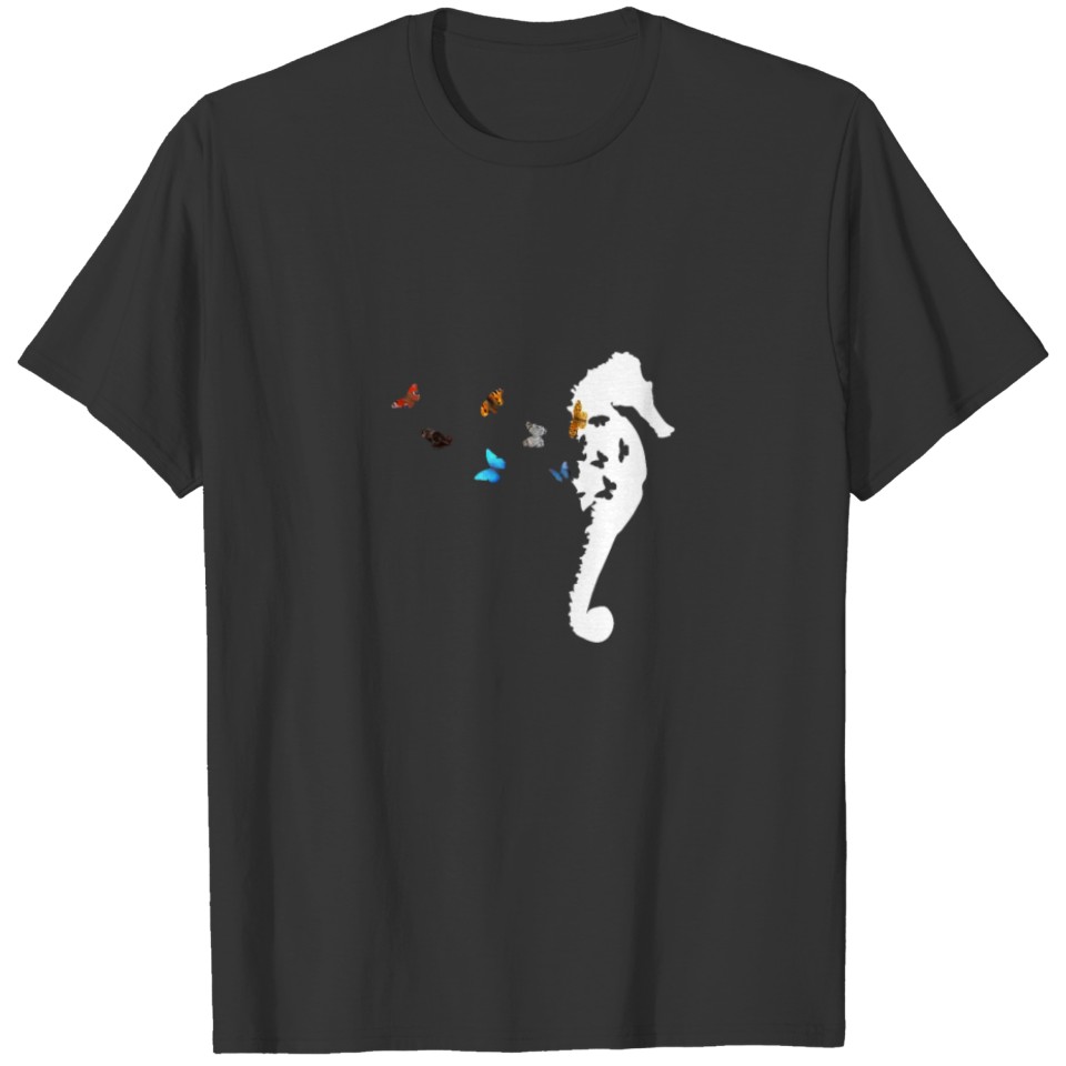 Seahorse With Beautiful Butterflies T-shirt