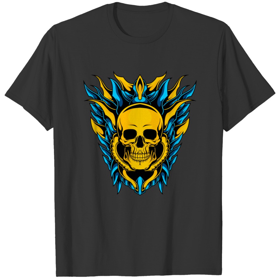 Golden skull from space T-shirt