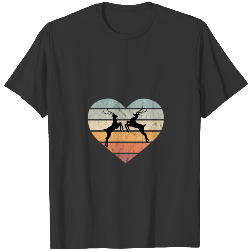 I Love Deer Retro Heart for Hunter T-shirt