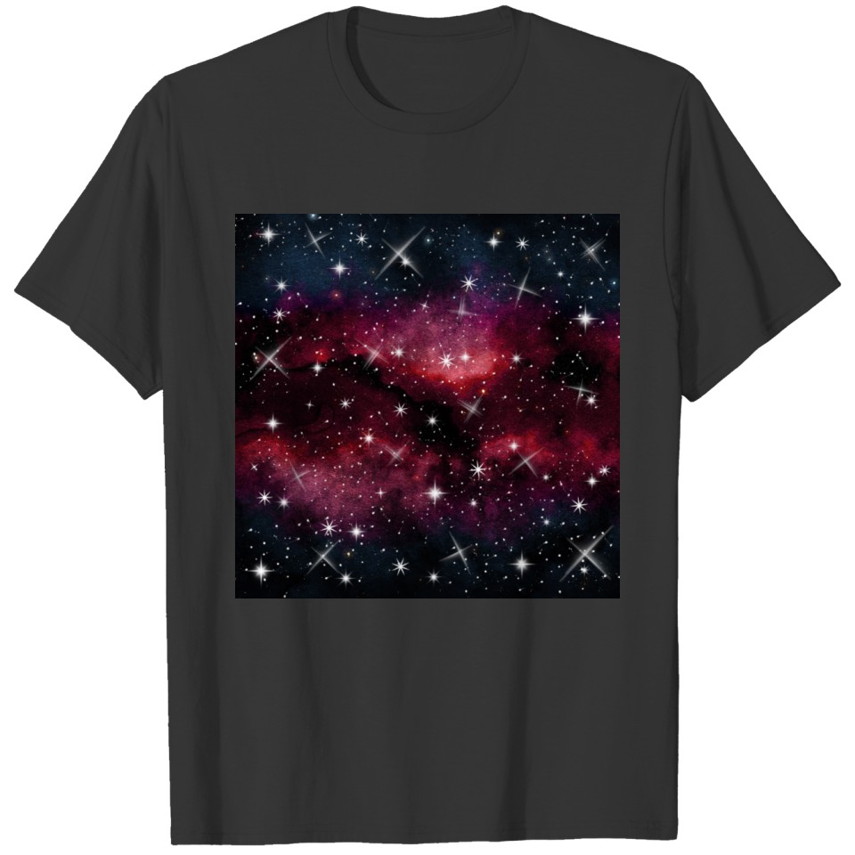 Pink galaxy pattern T-shirt