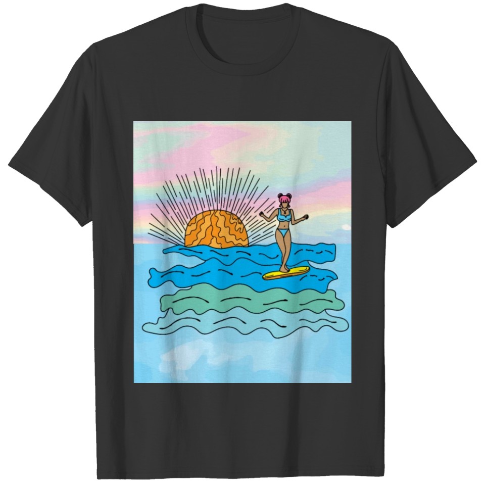 Summer Sun Surfing In Retro Style T-shirt