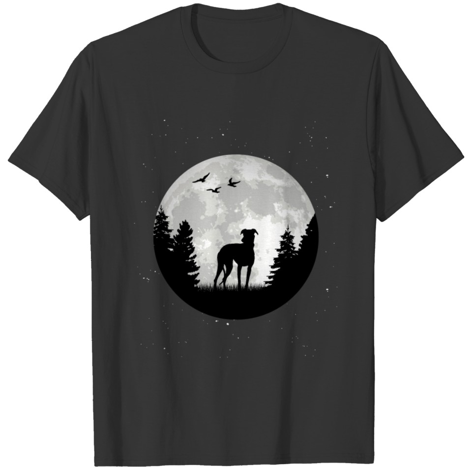 Whippet Dog Moon Greyhound Sighthound T Shirts