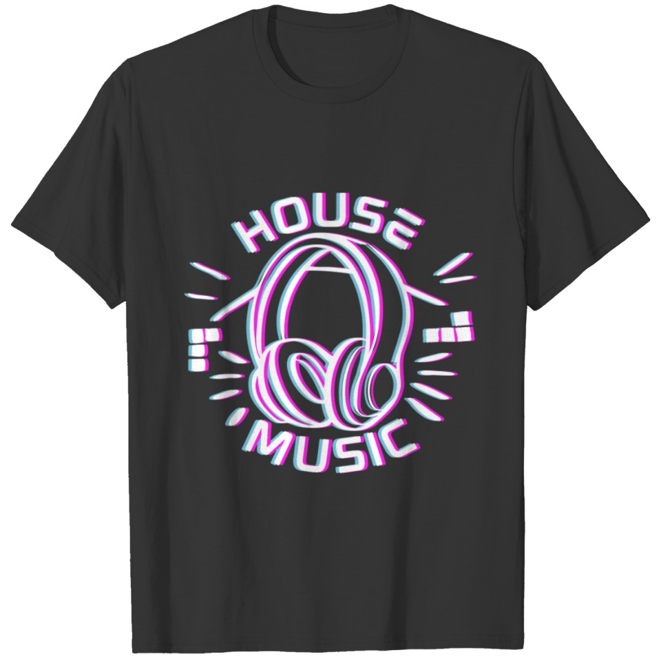 House Music Headphones Glitch EDM Lover DJ House T Shirts