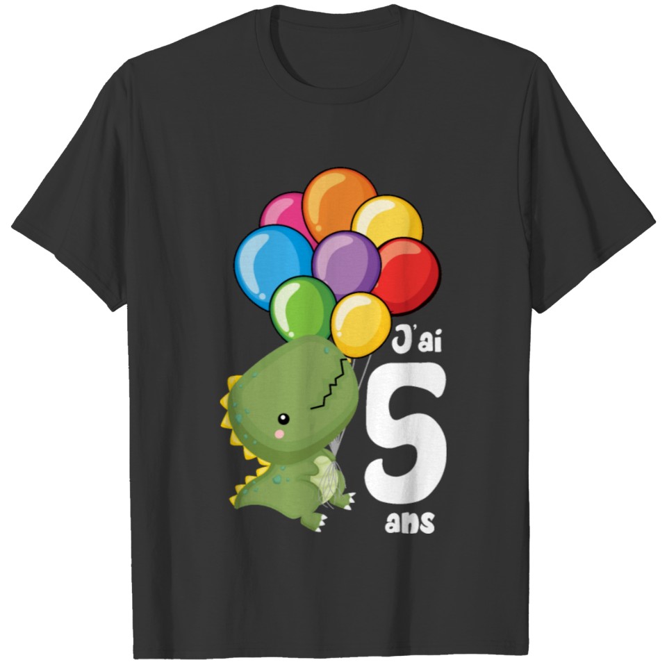 Enfants Cinquième Anniversaire Dinosaure J'ai 5 T-shirt