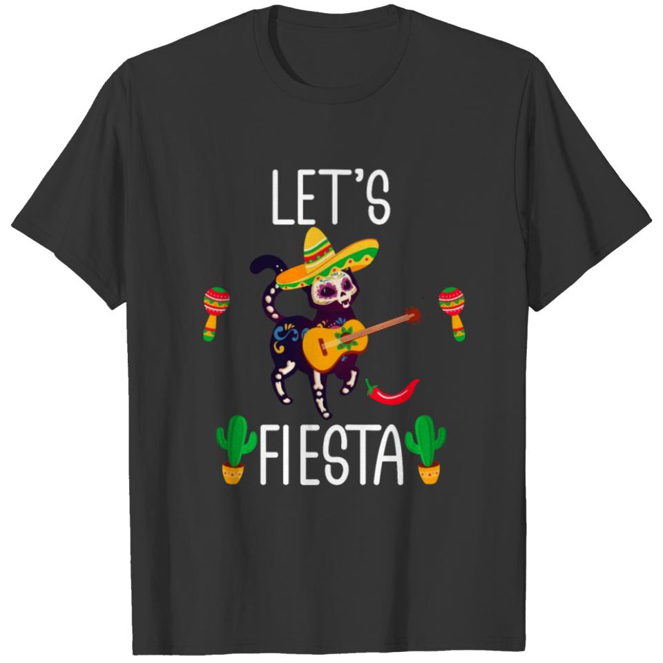Funny Cat Lets Fiesta Cinco De Mayo T-shirt