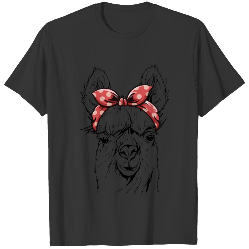 Alpaca Llama black red Bandana T Shirts