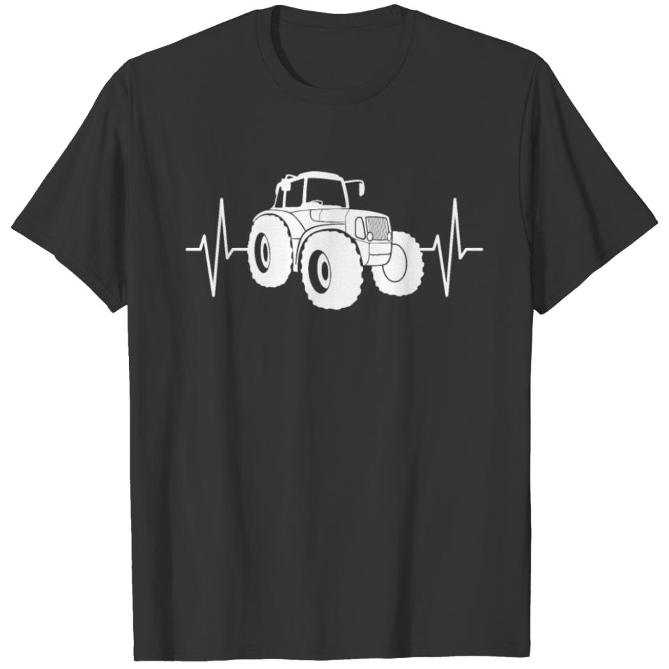 Farmer Farm ECG Line Tractor Driver Heartbeat Gift T-shirt