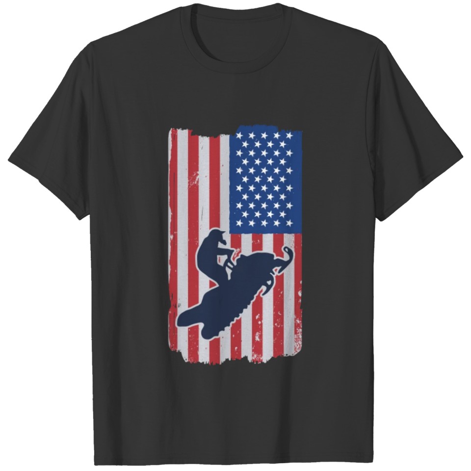 American Flag Snowmobile T-shirt