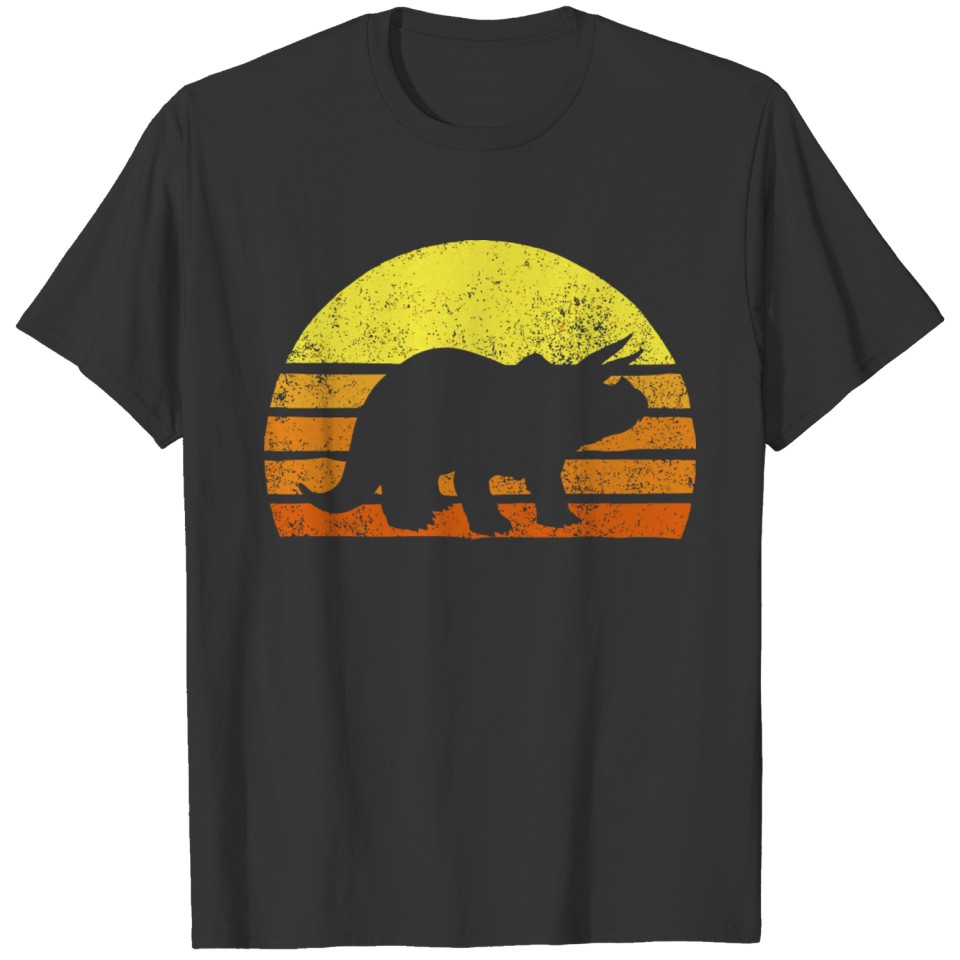 Retro Ancient Triceratops Dinosaur Vintage Sunset T Shirts