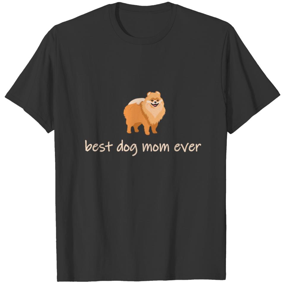 Best Dog Mom Pomeranian Breed Woof Paw Leash Gift T-shirt