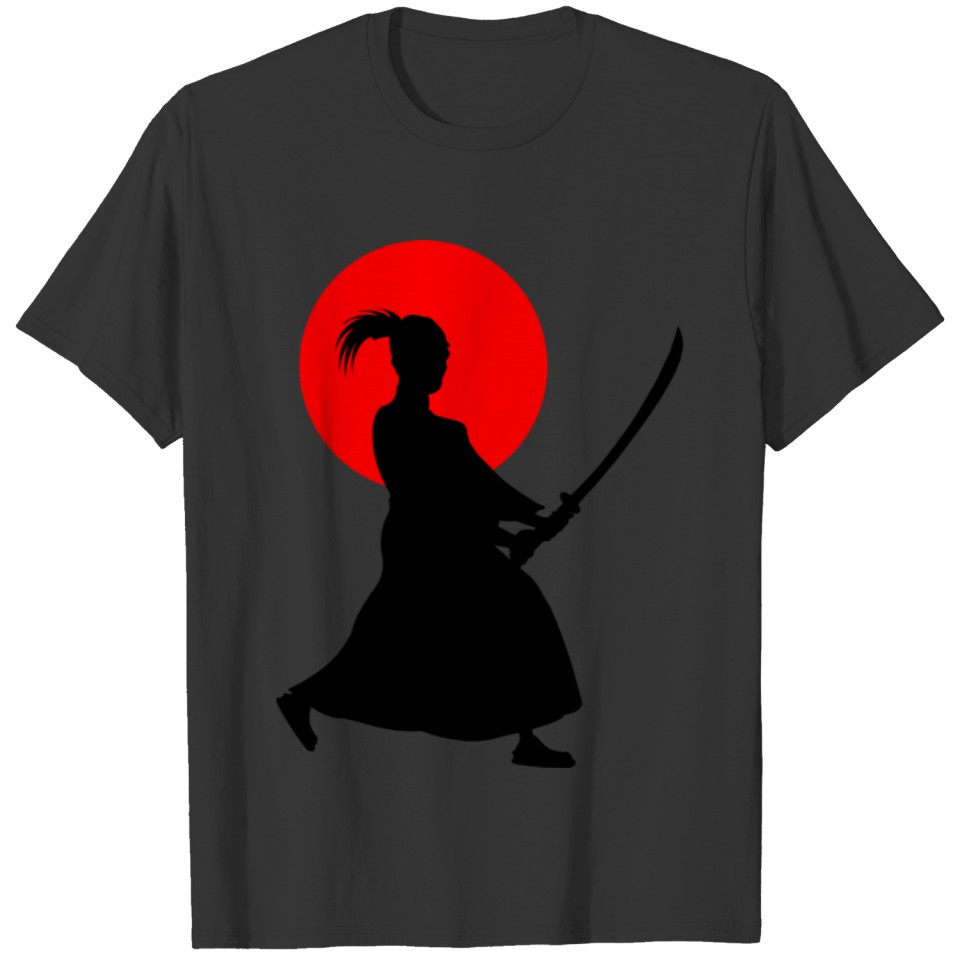 Samurai silhouette red sun T Shirts