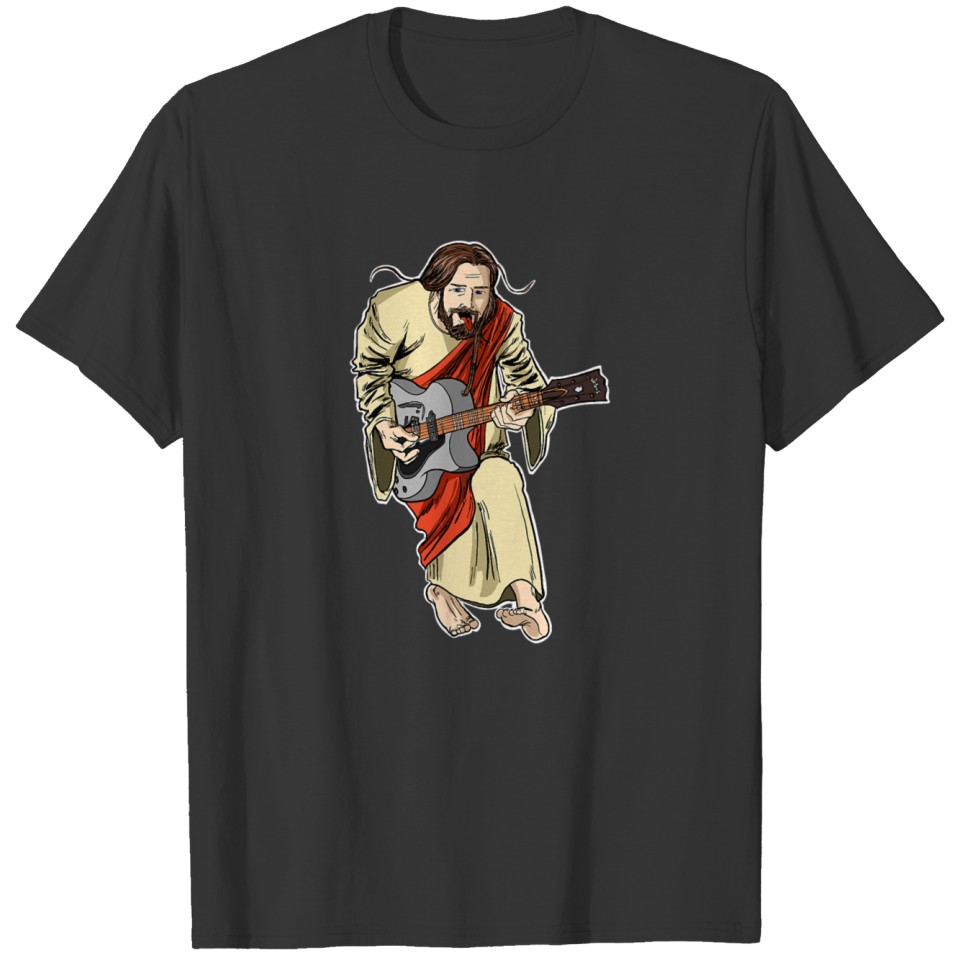 Rocker Jesus with Guitar funny Rockstar Jesus T-shirt