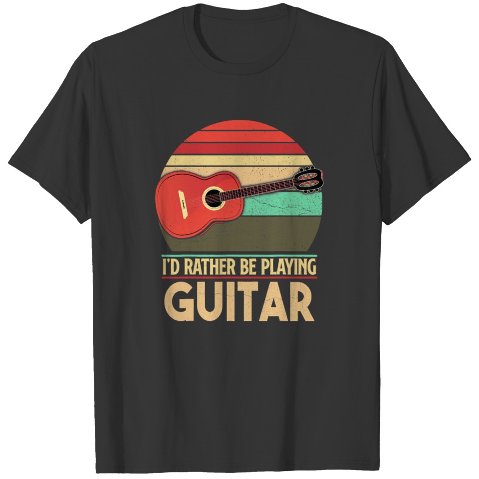I'd Rather Be Playing Guitar Distressed Guitar T-shirt
