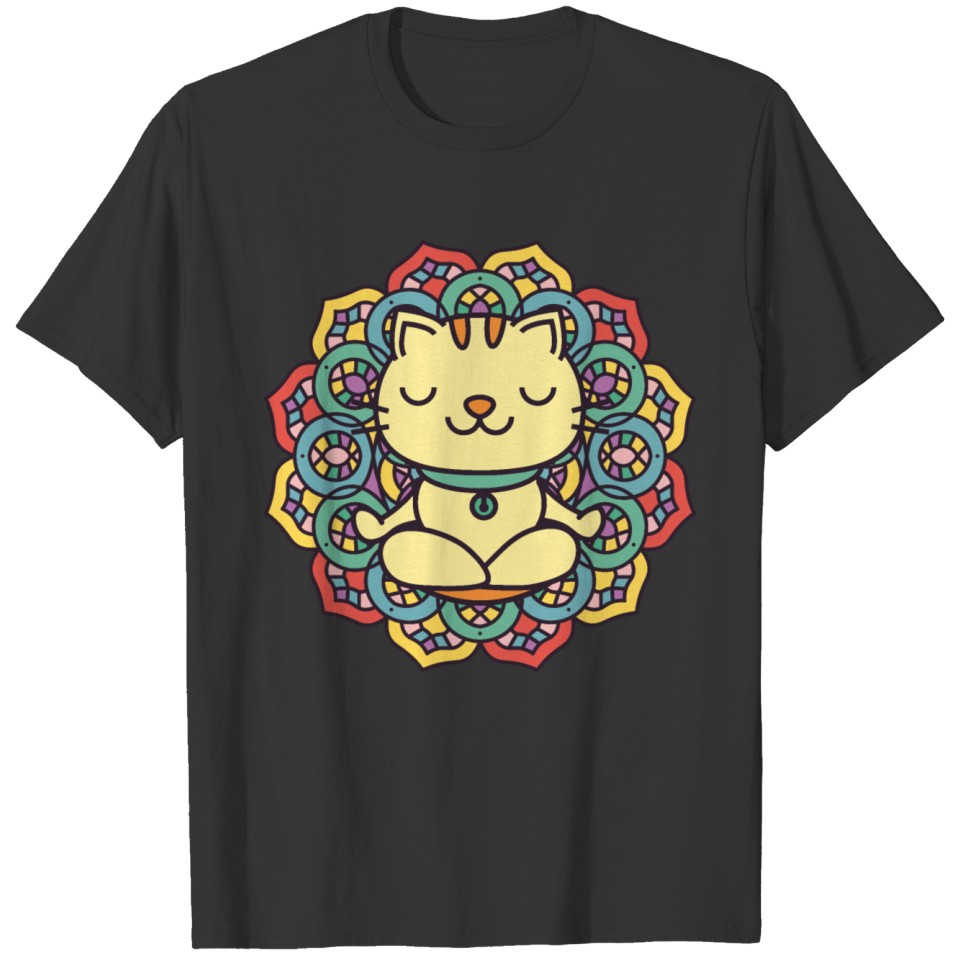 Yoga cat mandala meditation funny meme kitten T Shirts