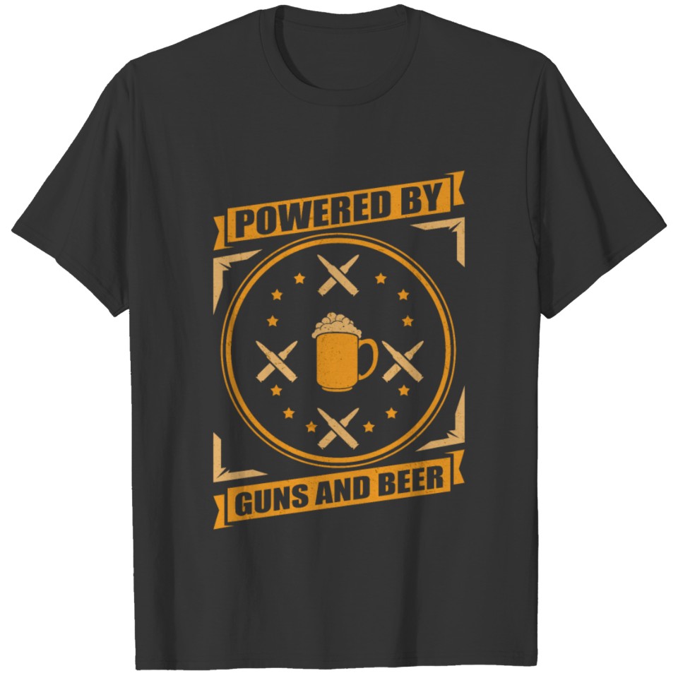 Gun Lover | Powered By Guns And Beer | Gun Owner T-shirt