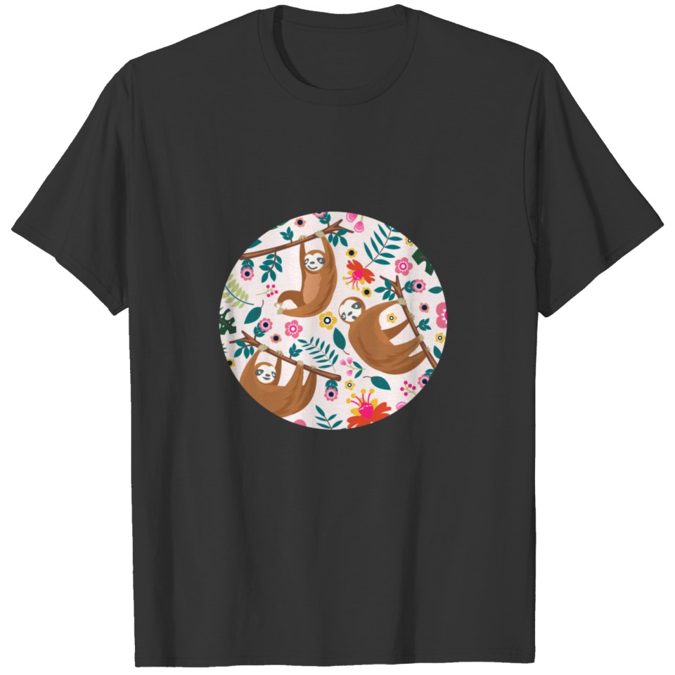 Happy Boho Sloth Floral T-shirt