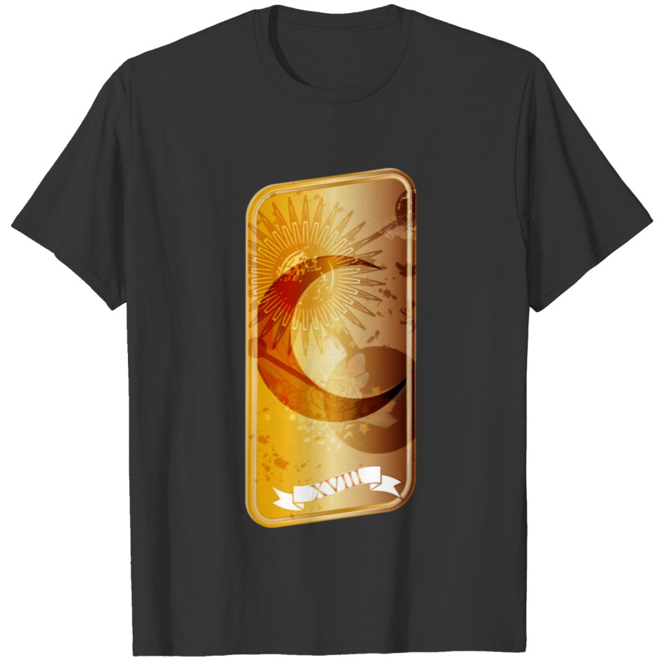 gold shimmering tarot card with the moon symbol T Shirts