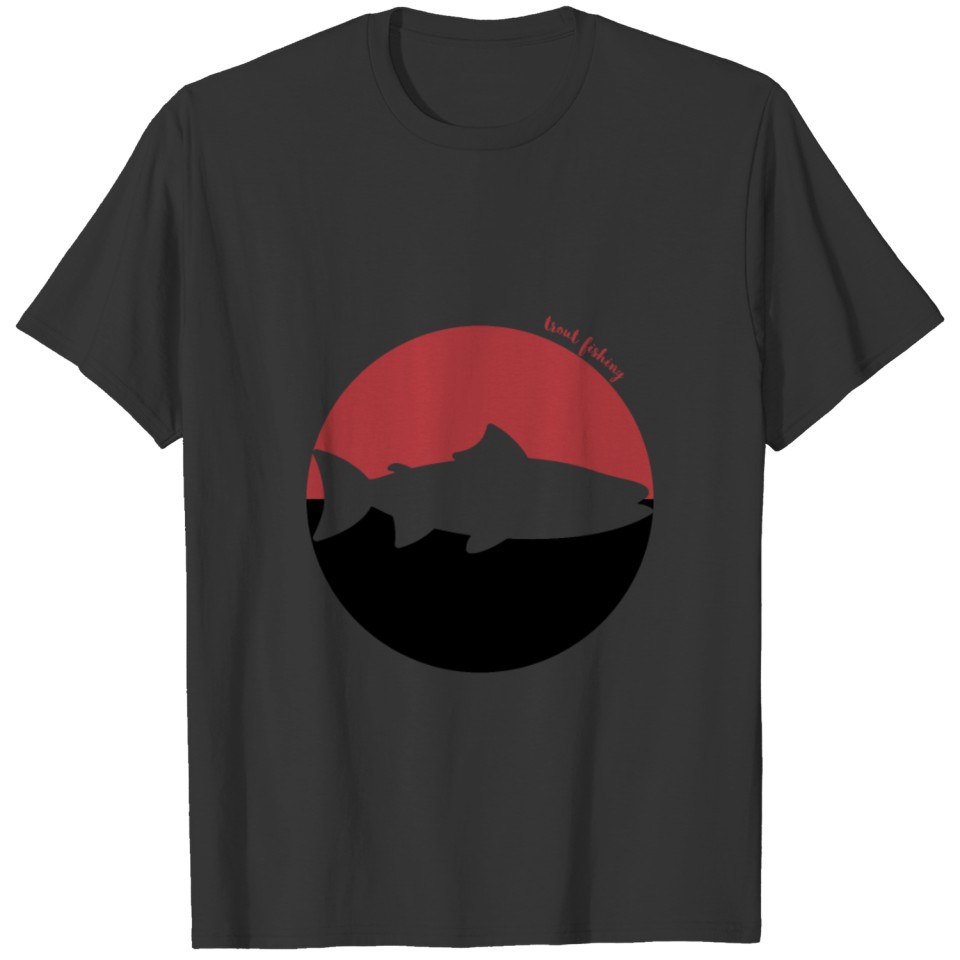 Trout Fishing Circle Silhouette T Shirts