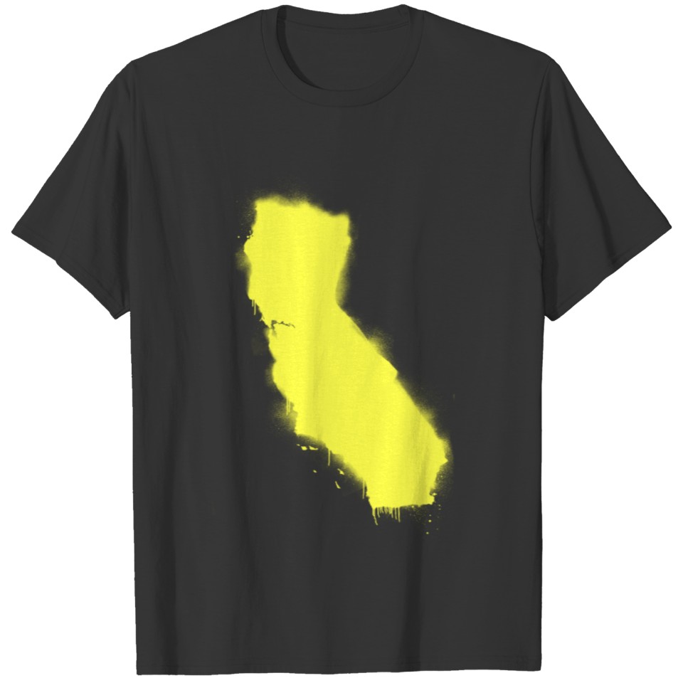 California Graffiti State Outline Map Yellow T Shirts