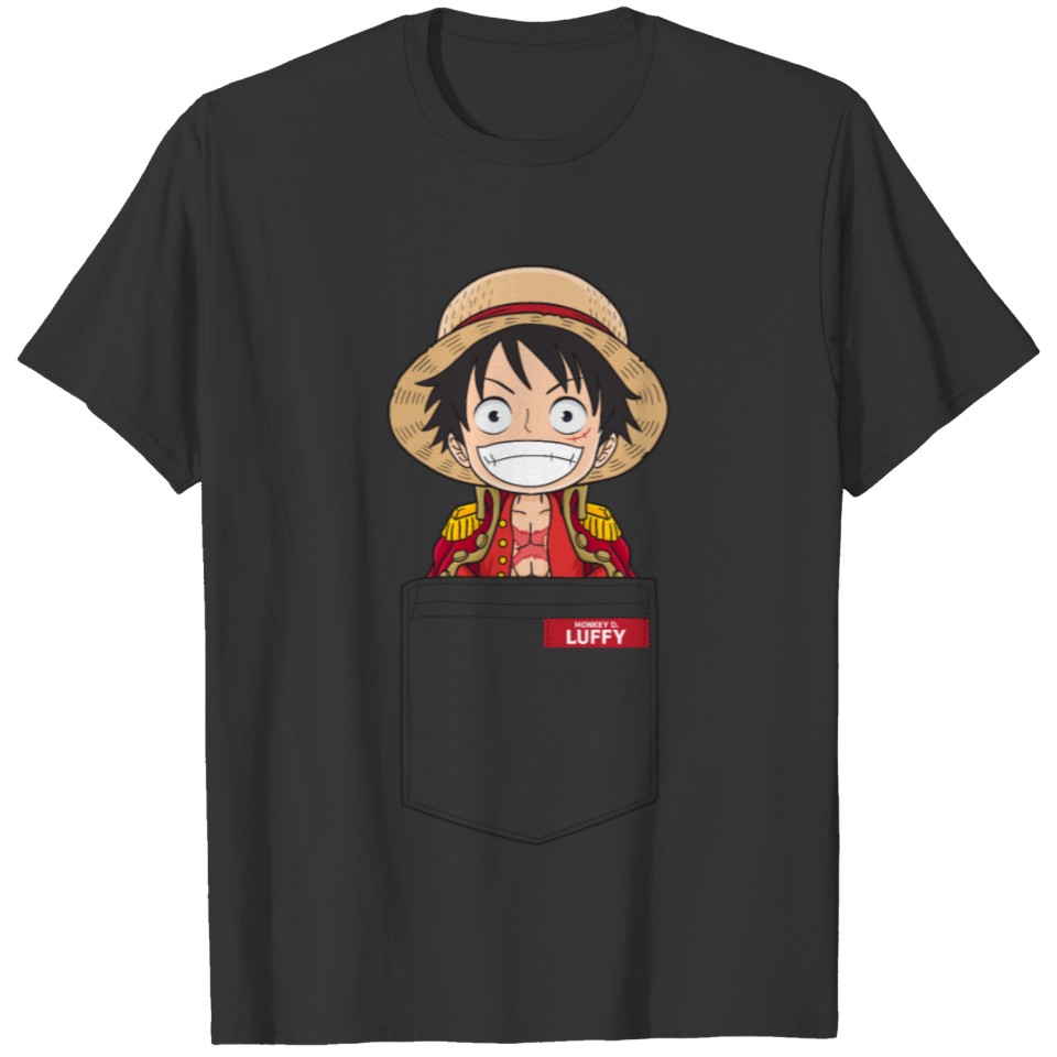 Anime Chibi Monkey D Luffy Pocket T-shirt