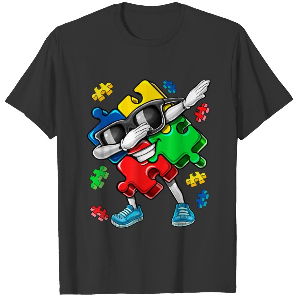 Autism Awareness Dabbing Puzzle Piece Kids T-shirt