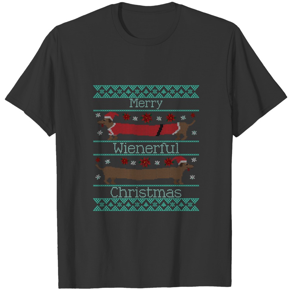 Weiner Dog Ugly Sweater Merry Wienerful Christmas T-shirt