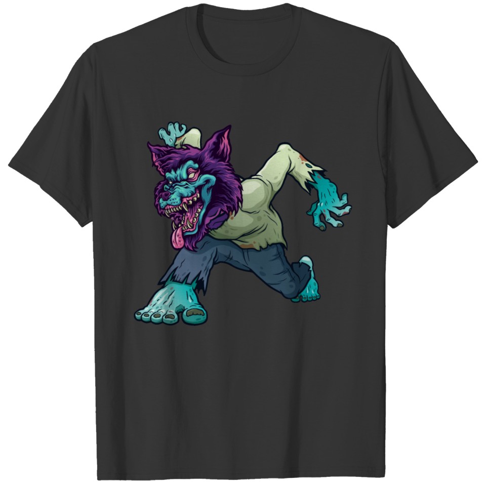 Wolf zombie werewolf wild creature purple monster T Shirts