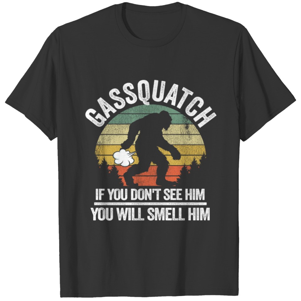 Funny Vintage Bigfoot Fart Gassquatch Sasquatch T-shirt