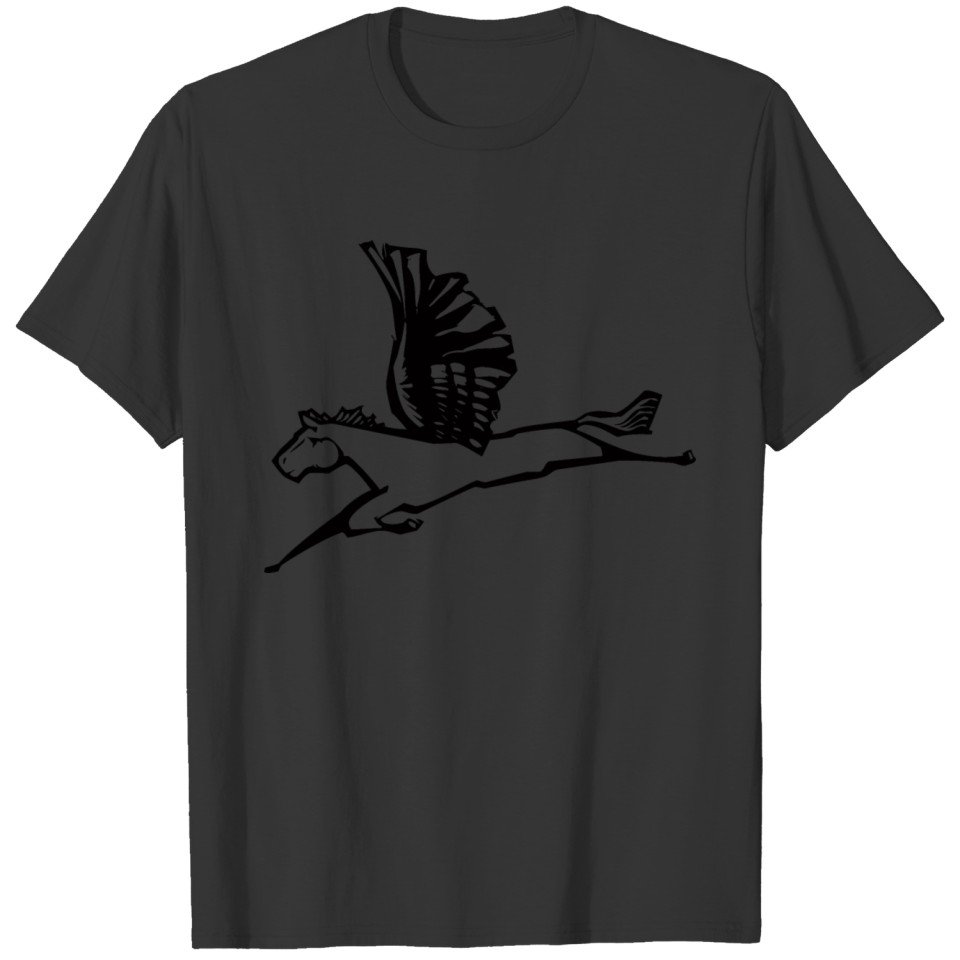 Winged pegasus - woodcut T-shirt